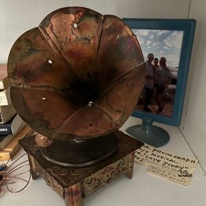 Antique Copper and Bronze Phonograph Decor